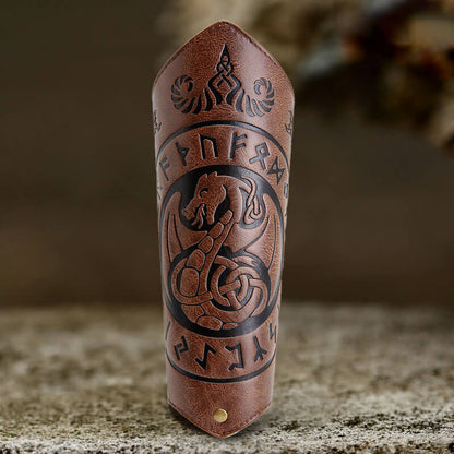 Viking Runes Flying Dragon Warrior Bracers