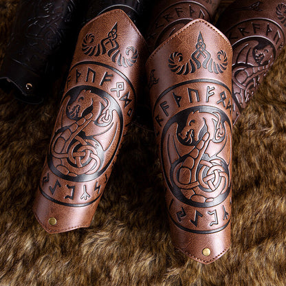 Viking Runes Flying Dragon Warrior Bracers