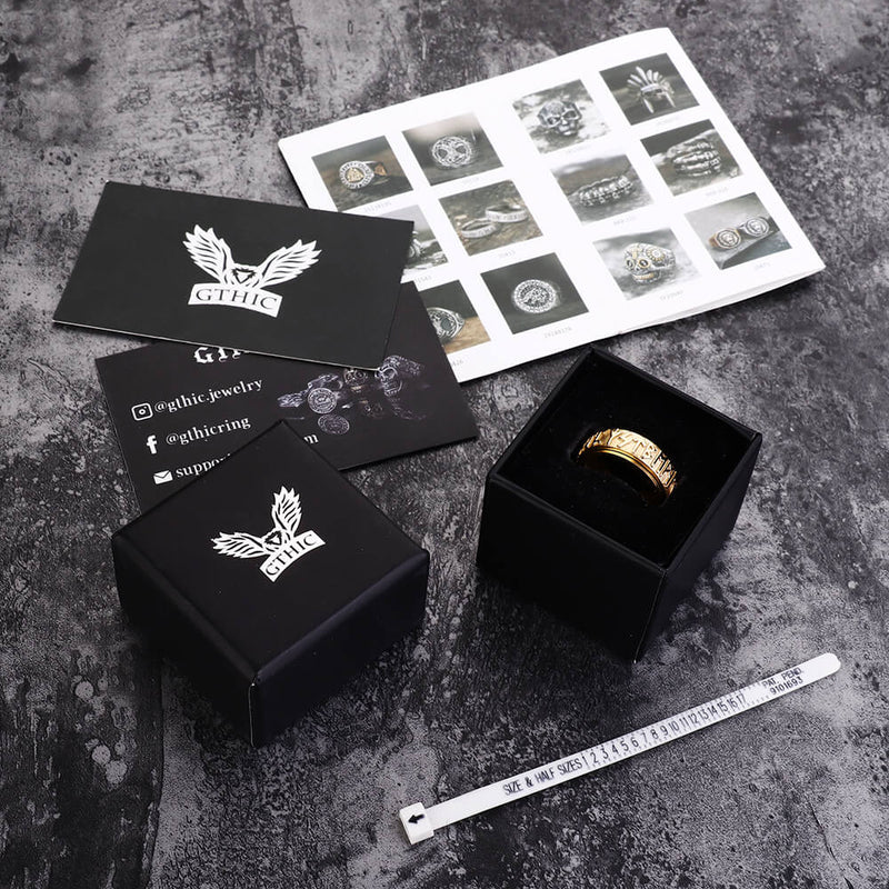 Viking Runes Stainless Steel Spinner Ring