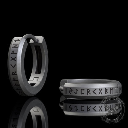 Viking Runes Sterling Silver Huggie Earrings