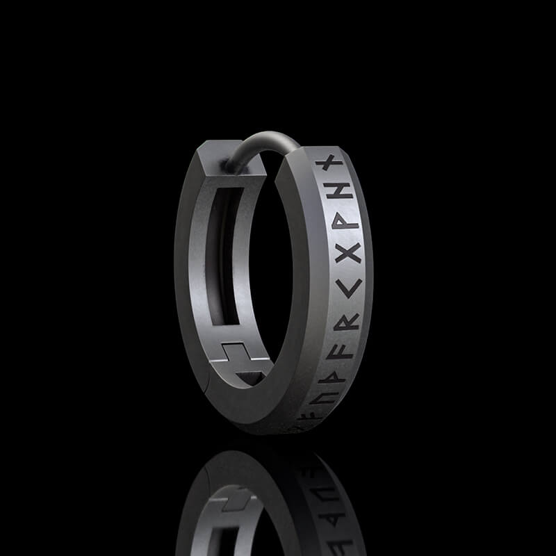 Viking Runes Sterling Silver Huggie Earrings