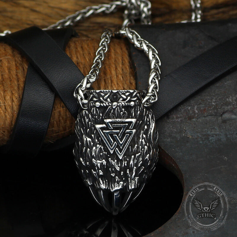 Viking Triangle Rune Bear Paw Stainless Steel Pendant
