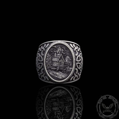 Viking Village Celtic Knot Pattern Sterling Silver Ring
