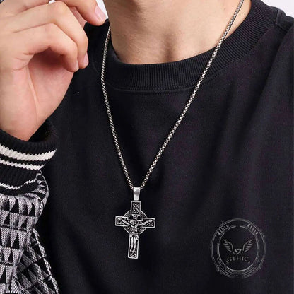 Viking Celtic Cross Copper Crucifixion Pendant