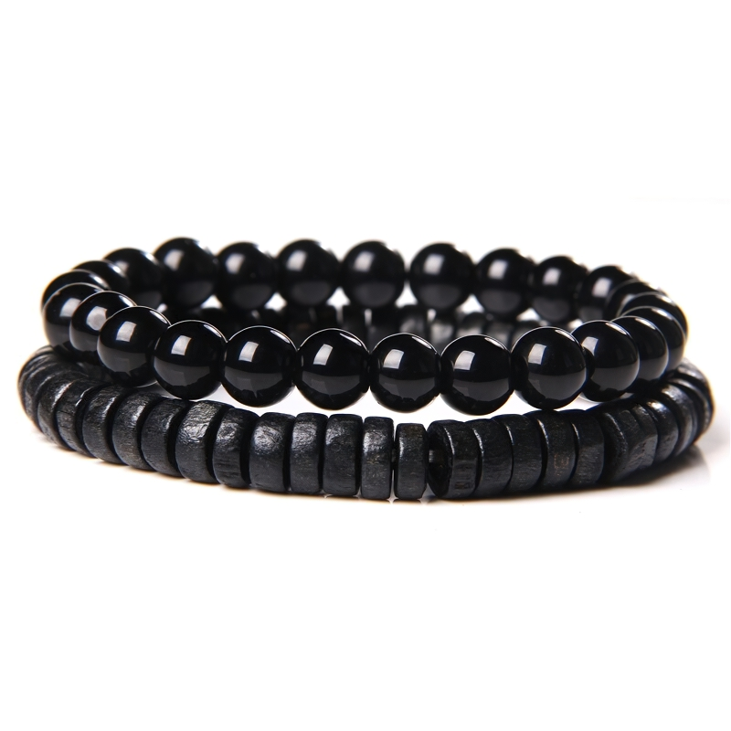 Beaded Bracelet for and / Jewelry of Black Stone