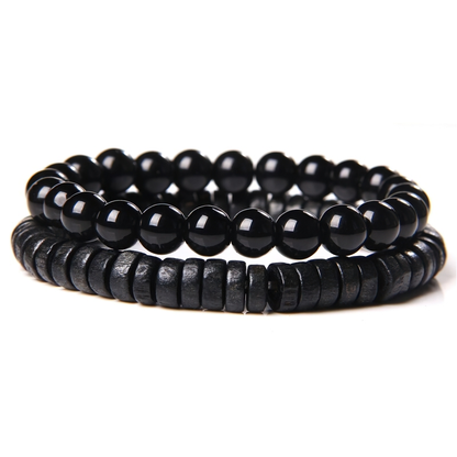Beaded Bracelet for and / Jewelry of Black Stone