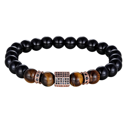 Cubic Zircon Bracelet for / Matte Onyx Stone and Tiger Eye Combination Jewelry