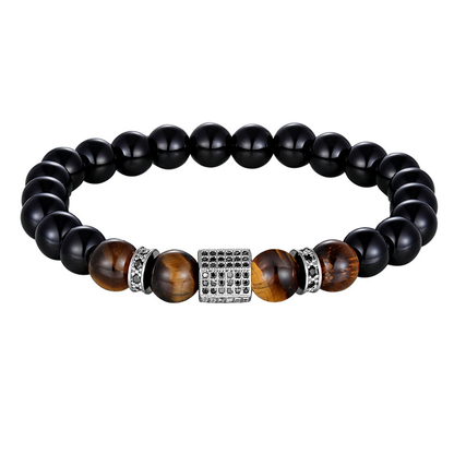 Cubic Zircon Bracelet for / Matte Onyx Stone and Tiger Eye Combination Jewelry
