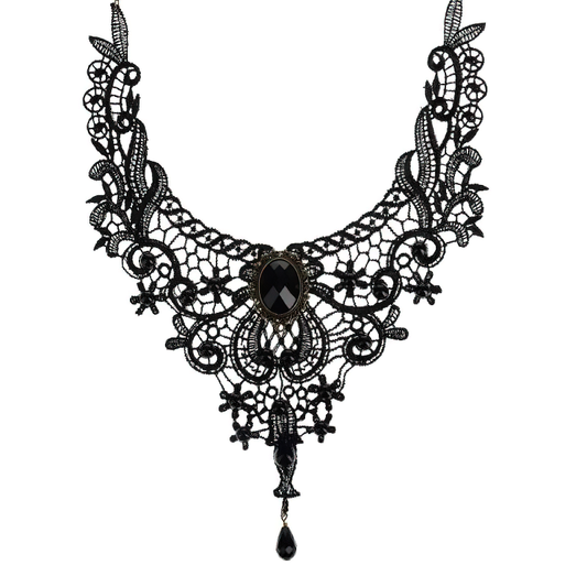 Gothic Necklace / Zinc Alloy Handmade Lace Necklace