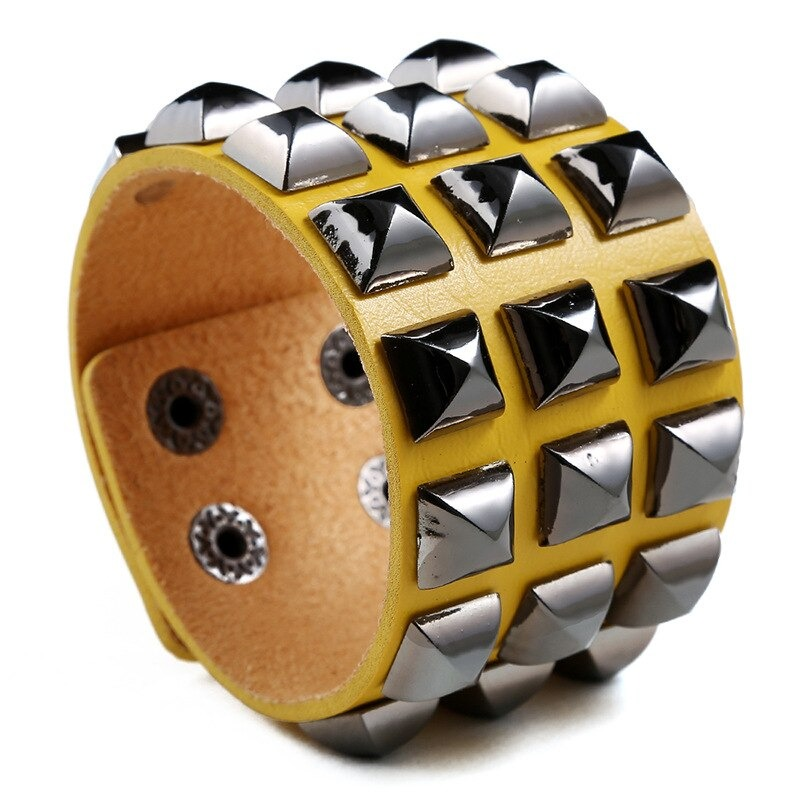 Leather Bracelet and / Wide Cuff Bracelet in Punk Rock Style