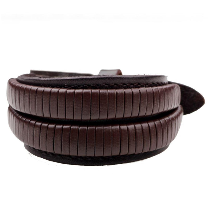 Leaves Bracelet Jewelry Black With Brown Genuine Leather Cuff Double Wide