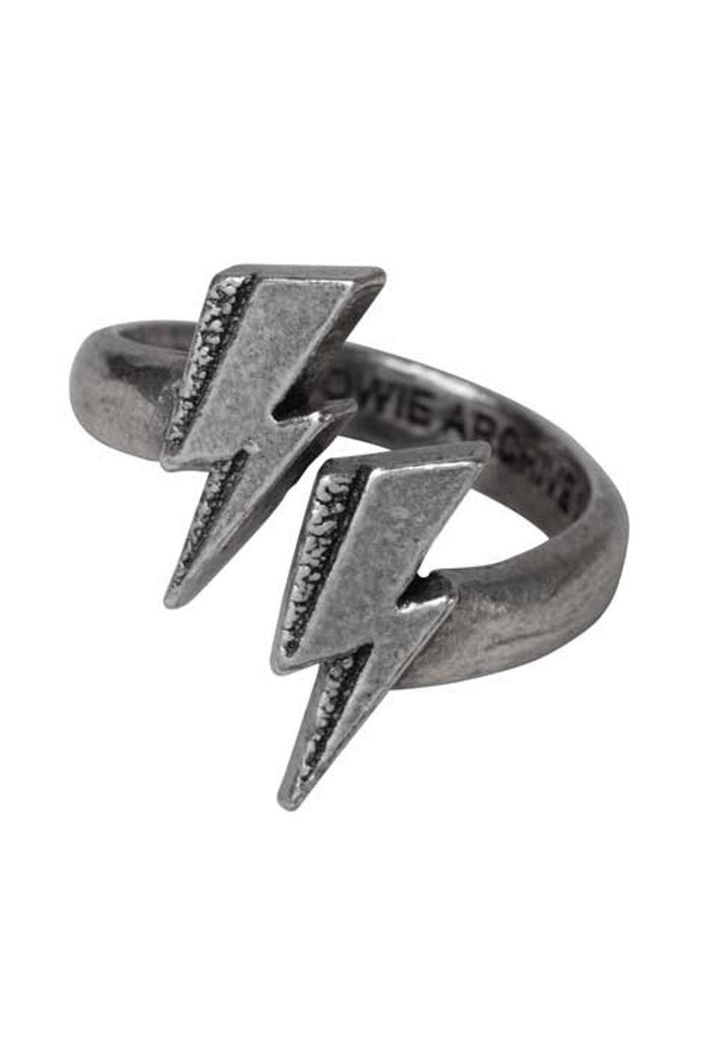 Pewter Lightning Bolt Wrap Ring Gothic Jewelry