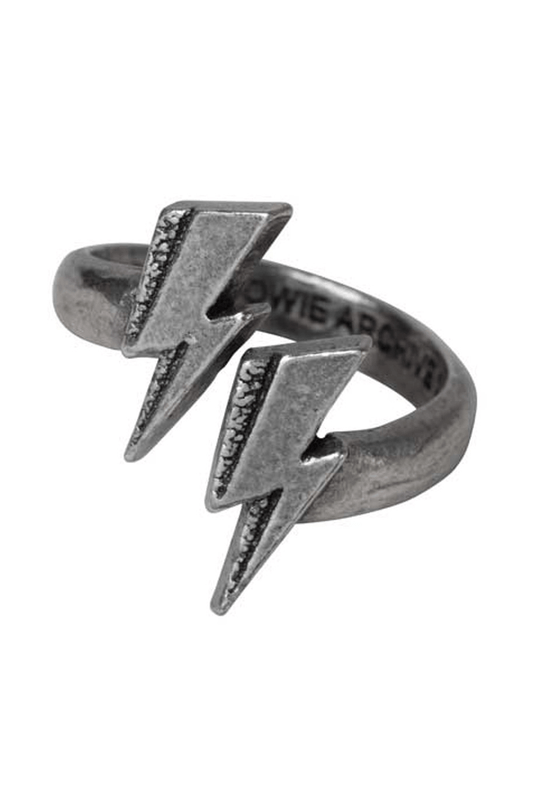 Pewter Lightning Bolt Wrap Ring Gothic Jewelry