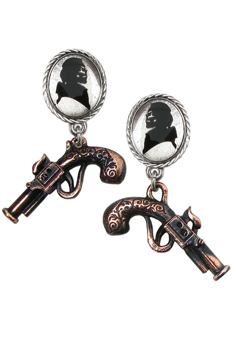 Pirate Gun and Cameo Silhouette Earrings