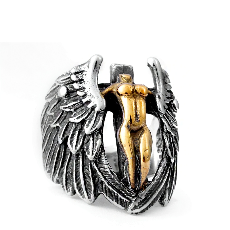 Ring of Winged Feather Angle / Gothic Stylish Stainless Steel Accessories