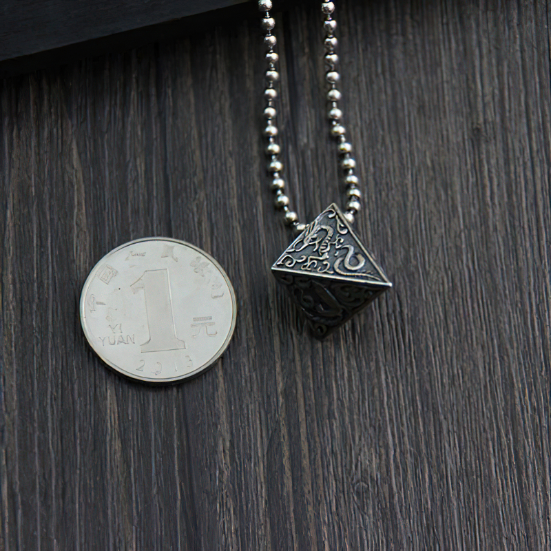 Silver Pendant in Form Pyramid With Animals / Jewelry of Thai Silver S925