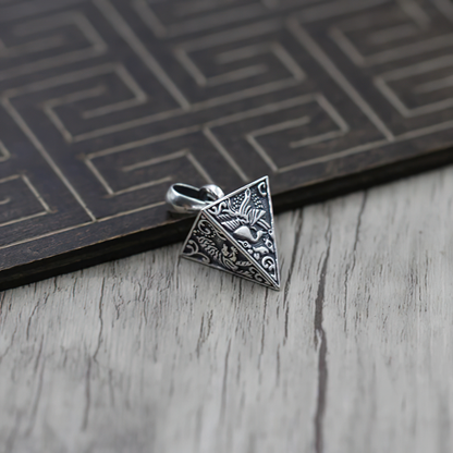 Silver Pendant in Form Pyramid With Animals / Jewelry of Thai Silver S925