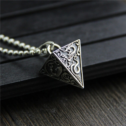 Silver Pendant in Form Pyramid With Animals / Jewelry of Thai Silver S925