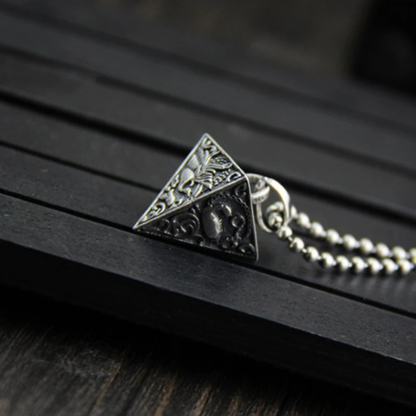 Silver Pendant in Form Pyramid With Animals / Jewelry of Thai Silver S925