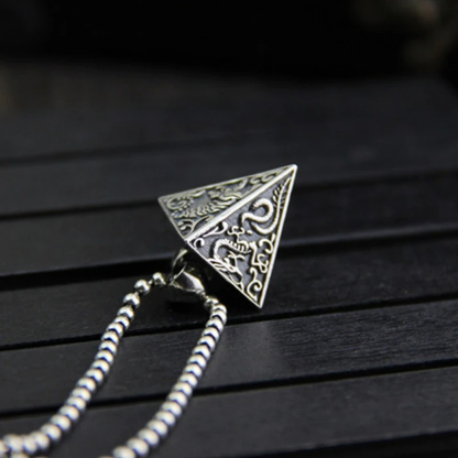 Silver Pendant in Form Pyramid With Animals / Jewelry of Thai Silver S925