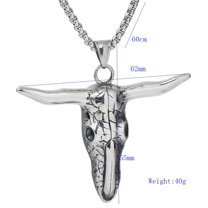 Stainless Steel Bull Head Shape Pendant Necklace / Alternative Fashhion Jewelry