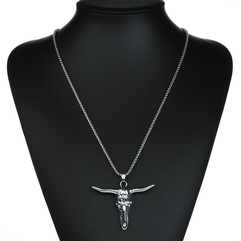 Stainless Steel Bull Head Shape Pendant Necklace / Alternative Fashhion Jewelry