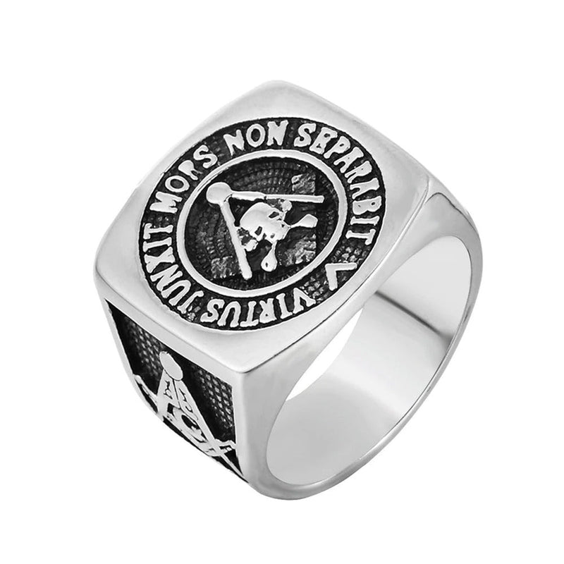 Stainless Steel Masonic Jewellry / Rite Metal Ring With Skull