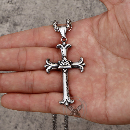 All-seeing Eye Cross Stainless Steel Pendant