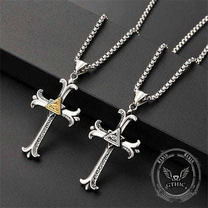 All-seeing Eye Cross Stainless Steel Pendant