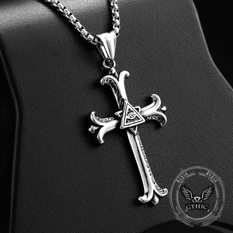 All-seeing Eye Cross Stainless Steel Pendant