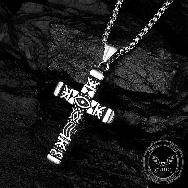 All-seeing Eye Stainless Steel Cross Pendant