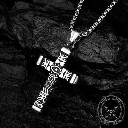 All-seeing Eye Stainless Steel Cross Pendant