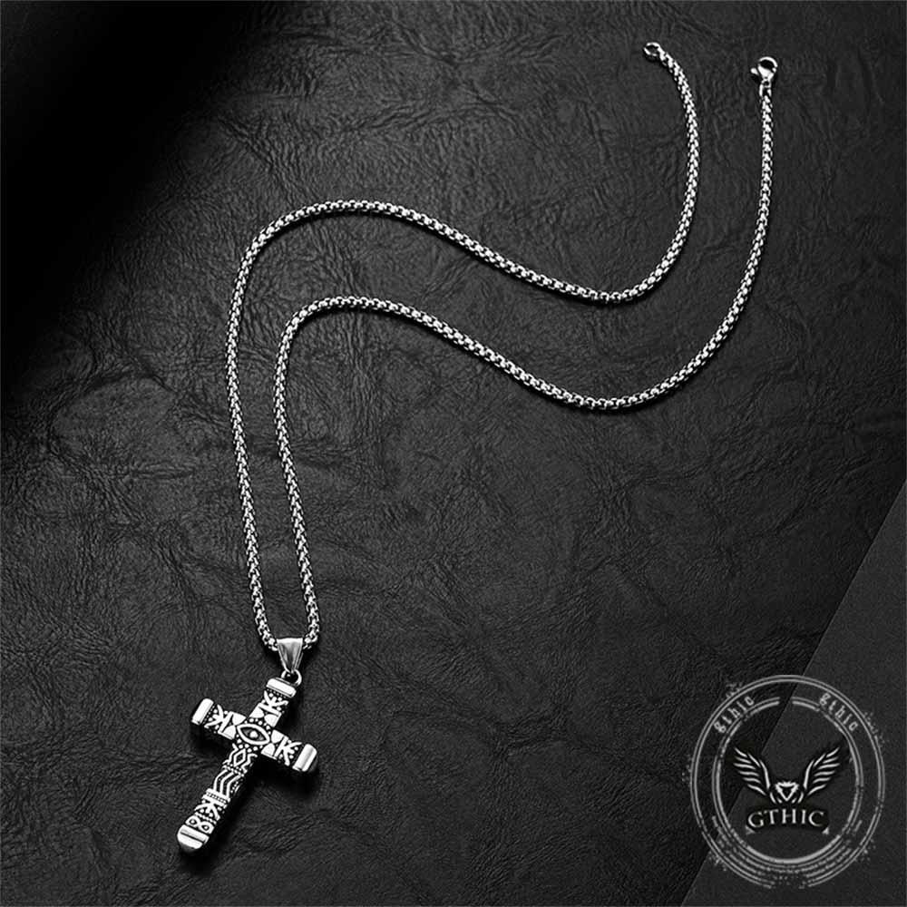All-seeing Eye Stainless Steel Cross Pendant