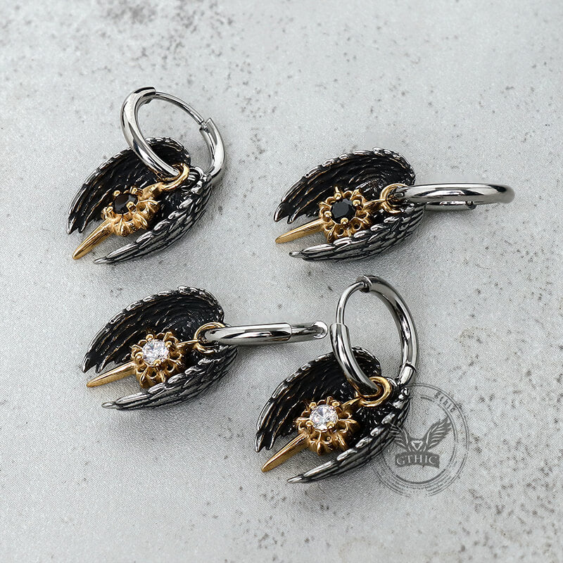 Angel Wing Cross Star Stainless Steel Earrings