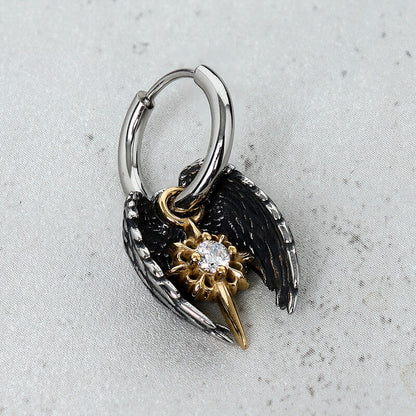 Angel Wing Cross Star Stainless Steel Earrings