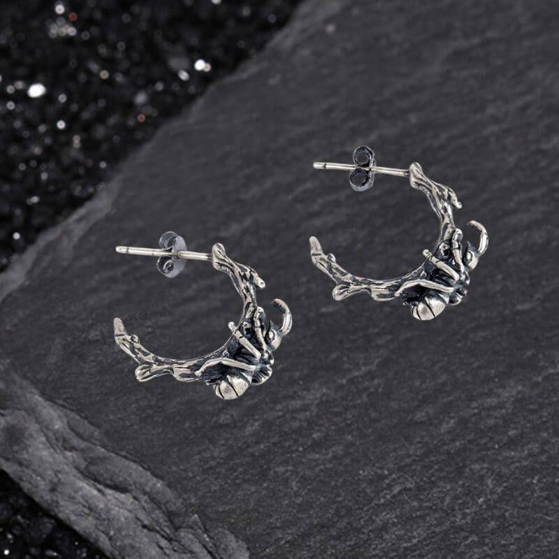 Ant Climbing a Tree Sterling Silver Earrings