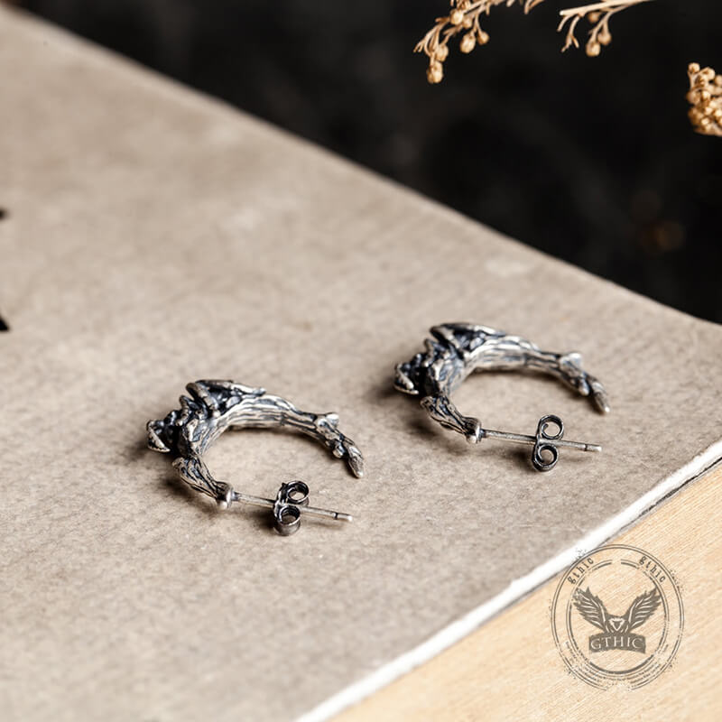 Ant Climbing a Tree Sterling Silver Earrings