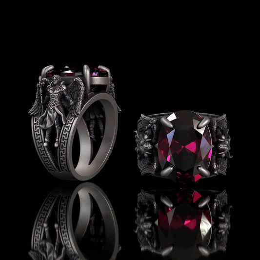 Archangel Michael Wings Gem Sterling Silver Ring