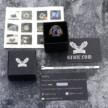 Black Stone Stainless Steel Gemstone Ring