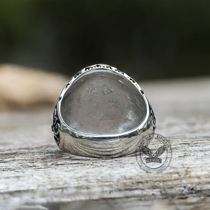 Black Stone Stainless Steel Gemstone Ring