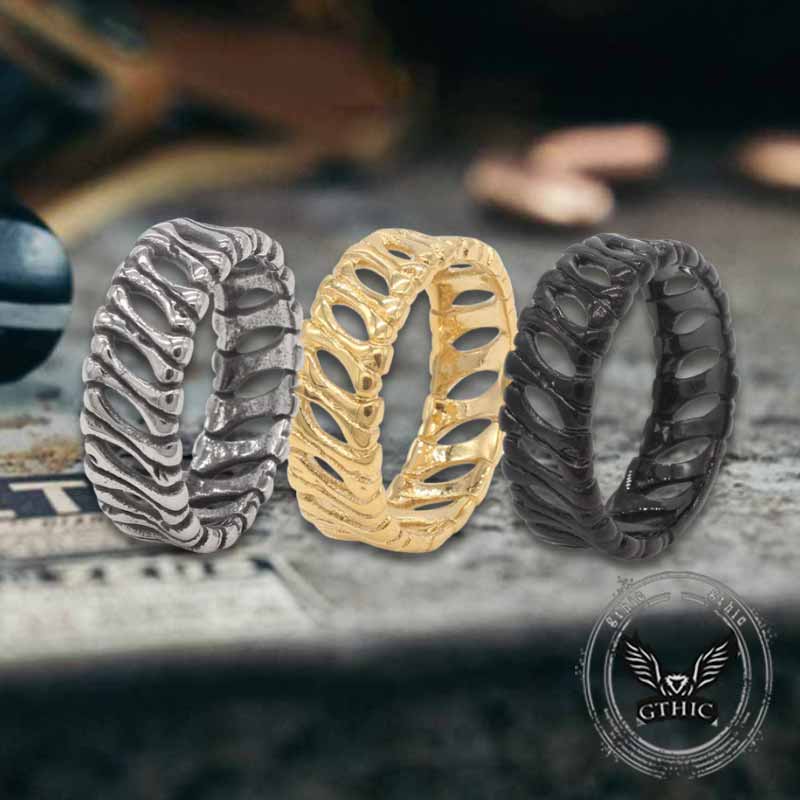 Bones Splicing Hollow Stainless Steel Ring