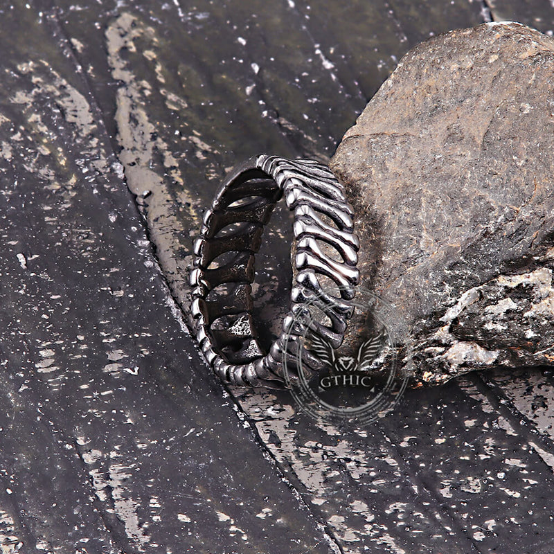 Bones Splicing Hollow Stainless Steel Ring