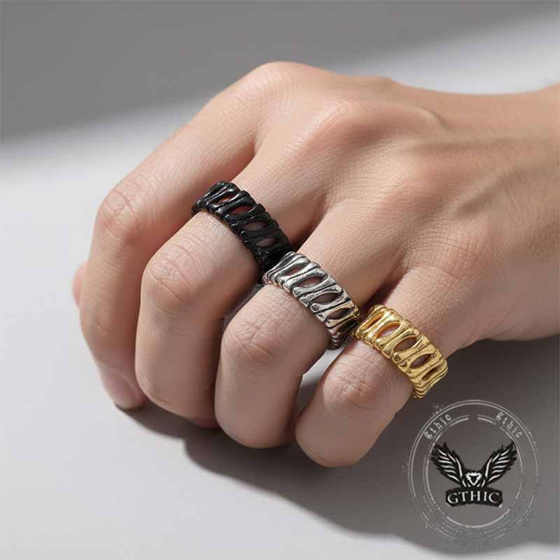 Bones Splicing Hollow Stainless Steel Ring