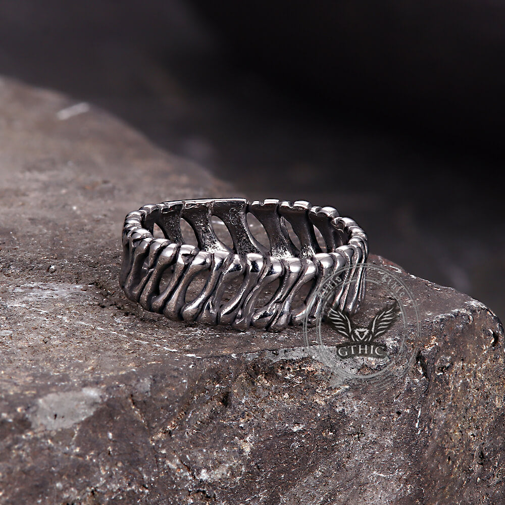 Bones Splicing Hollow Stainless Steel Ring