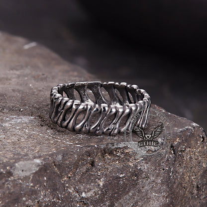 Bones Splicing Hollow Stainless Steel Ring