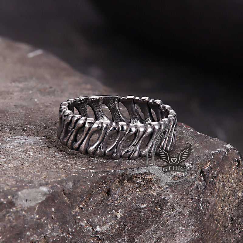 Bones Splicing Hollow Stainless Steel Ring