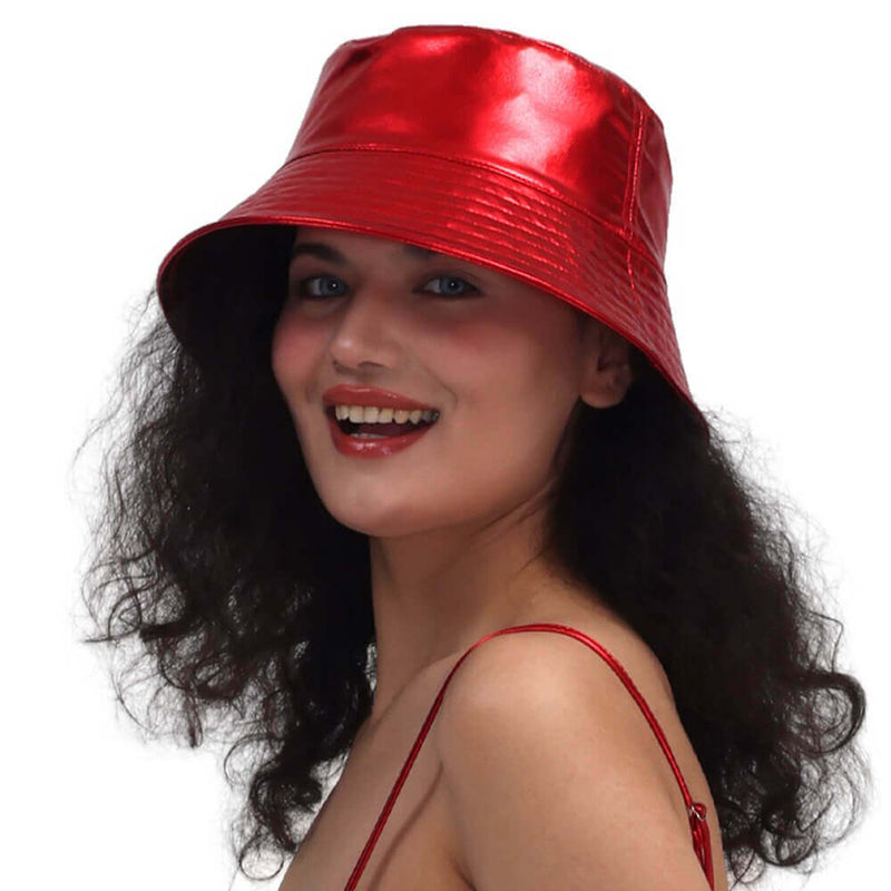 British Patent Leather Small Brim Bucket Hat