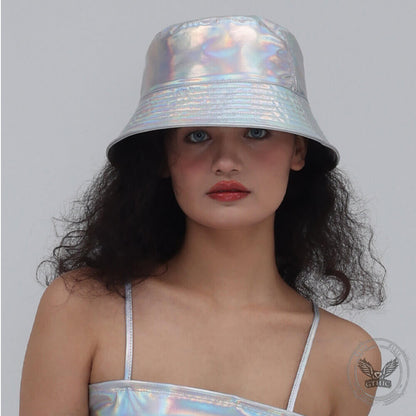 British Patent Leather Small Brim Bucket Hat