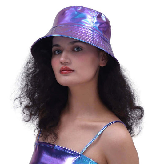 British Patent Leather Small Brim Bucket Hat