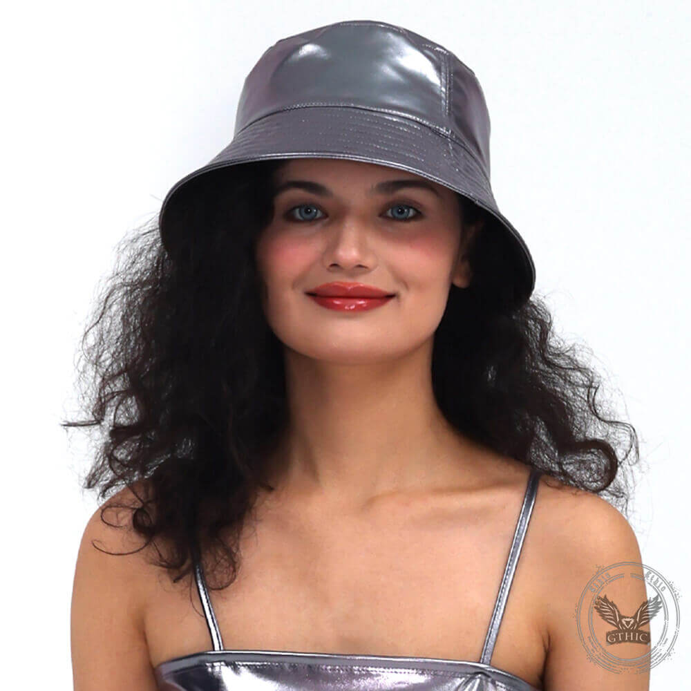 British Patent Leather Small Brim Bucket Hat